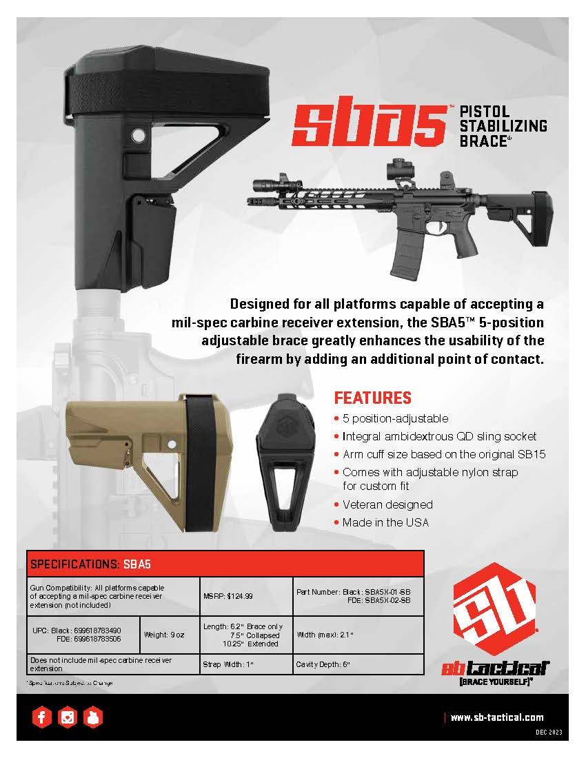 SB Tactical SBA5 Pistol Stabilizing Brace